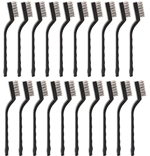 Haudang Wire Brush Set 20Pcs Mini Brass Wire Brushes Plastic Handles Wire Brush for Cleaning Rust, Metal Work Pieces, Welding Slag and Rust, Greasy Dirt,Small Wire Brush Set