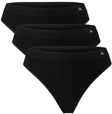 DANISH ENDURANCE 3-Pack Stringtrosor i Bambu, Stretchiga, OEKO-TEX Certifierat Material, för Dam, Svart, M/L