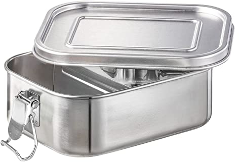 Newaner Edelstahl Brotdose, 850ml auslaufsichere Brotdose mit herausnehmbarer Trennwand, nachhaltige und umweltfreundliche Brotdose, Stainless Steel Children's Lunch Box with Compartments