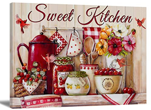 Rustikale Küche, Wandkunst, Lebensmittel, Dekoration, Obstmalerei, rotes Thema, Poster, Esszimmerkunst, Wanddekoration, Holzbrett, Leinwanddrucke für Restaurant, Küche, 61x40 cm, ohne Rahmen