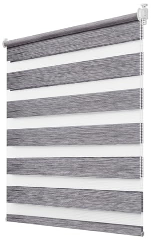 Deswell Doppelrollo Klemmfix ohne Bohren Marmor-Grau B80 x H210 cm (Stoffbreite 76cm) Rollos für Fenster ohne Bohren für Fenster mit Lichtdurchlässig & Verdunkelnd/Höhe Stufenlos Verstellbar