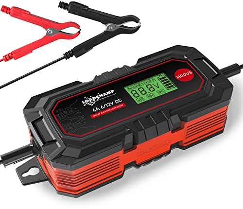 Ladegerät Autobatterie 12V oder 6V 4A für 4Ah bis 120Ah Batterie Ladegerät Akku Ladegerät Batterieladegerät KFZ Auto Motorrad AGM EFB Gel LiFEPO4 Red