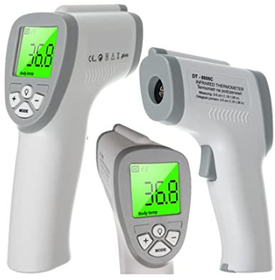 Termómetro digital infrarrojo sin contacto con pantalla LCD iluminada