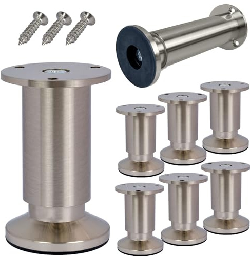 Stahlia Möbelfüße höhenverstellbar | Edelstahl Optik | (8 Stück) Höhe: 12cm | Ø 38mm | 250Kg Belastbarkeit | Füße für Möbel Schrankfüsse Sofa Füße Möbelbeine