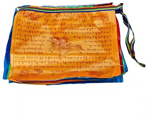 VOVCIG Tibetische Gebetsfahne, Feng Shui Buddhistische Gebetsfahne Golddruck, Windpferdflagge, für Buddhistische Altäre, Meditationsräume, Außendekoration, Tourismusgebiet, 2x5m lang 20 fahnen