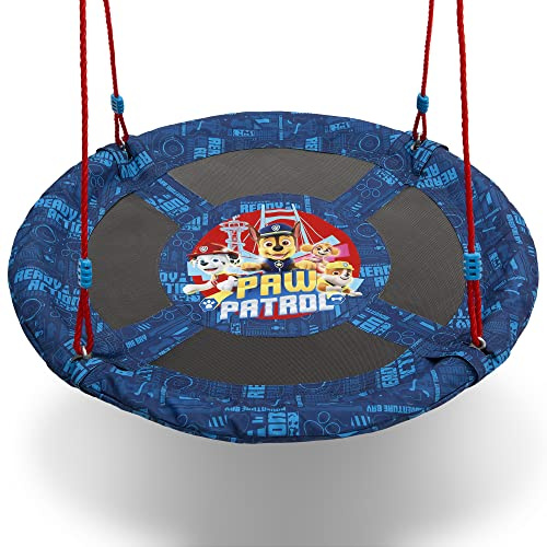 Delta Children PAW Patrol 40-Inch Saucer Swing for Kids – Attaches to Swing Sets or Trees – Includes All Necessary Hanging Hardware & Rope