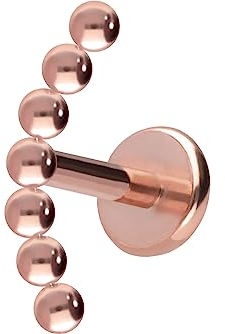 PIERCINGLINE Titan Labret mit Push Fit 7 KUGELN Piercing Ohr Helix Tragus Conch Roségoldfarben 1,2x5 mm