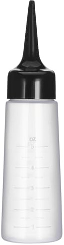 FRCOLOR Empty Applicator Bottle with Slant Tip and Scale Measuring for Hair Dye Application and Treatment Refillable Plastic Hair Colour Applicator for Salons and Home Use 7.87 Inch
