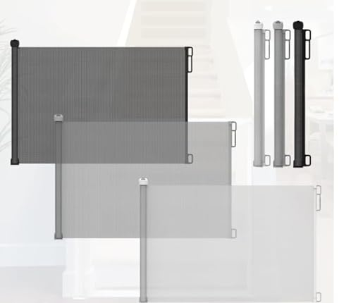 Baby Gate 87 cm x 130 cm Treppenschutzgitter Rolle für Babys und Haustiere, Hunde, ausziehbare Absperrgitter (grau)