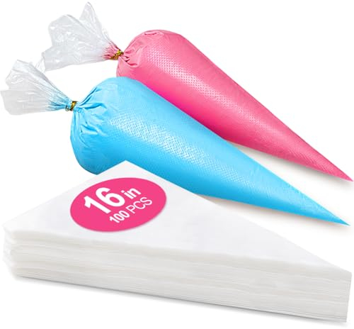 16 Inch Piping Bags Disposable, 100PCS Extra Thick Pastry Bags, Large Frosting Bags, Cake Decorating Bags, Decorating Bags Large Piping Bags, Decorating Bags