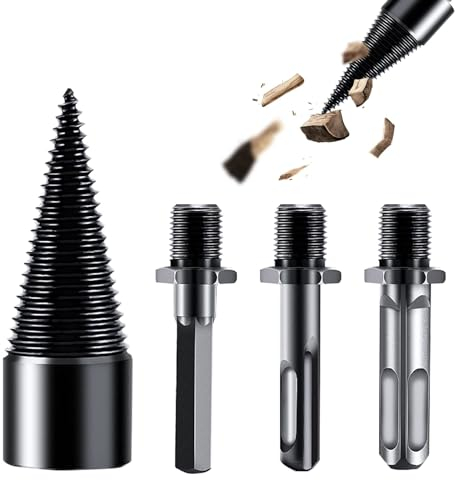 Holzspalter 50mm mit 3 Bohrgriffe, Kegelspalter Holz Spalten Wood Splitter Brennholzbohrer Schraube Kegel Holz Kaminholzbohrer Kegelspalter Spiralbohrer Brennholz Holzspalter 50mm