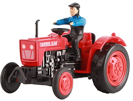 Srliya Modello di Trattore in Lega Fattoria Simulazione Meccanica Ragazzo Giocattolo Agricolo Auto Trattore Modello di Veicolo Robusto Ingegneria in Lega Contadino Auto Giocattolo (Rosso)