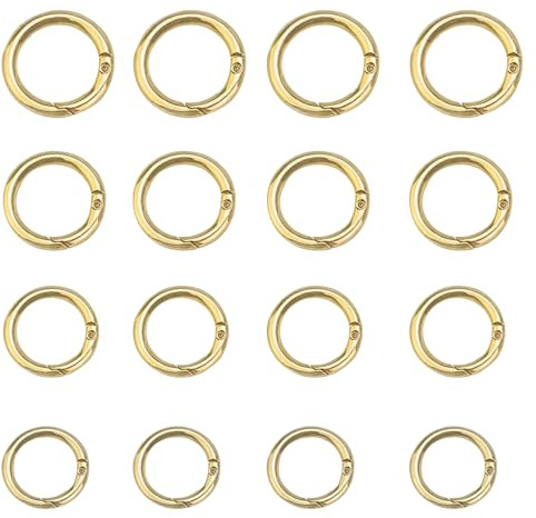 ZEACCT 16 Stück Feder-O-Ringe, runder Karabiner, Metall-Feder-Schlüsselanhänger, runder Feder-Druckknopf-Clip, für Geldbörsen, Schlüsselanhänger, DIY-Bastelarbeiten, Handtaschen-Dekorationen.