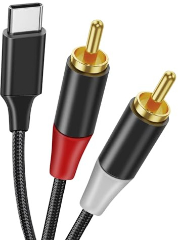 USB C auf Cinch Audio Kabel Type C auf 2RCA Stereo Adapterkabel kompatibel mit iPhone 15 -Serie, iPad, MacBook, Huawei, Galaxy, MacBook, Heimkino, DVD, Verstärker, Lautsprecher, Autoradio usw.