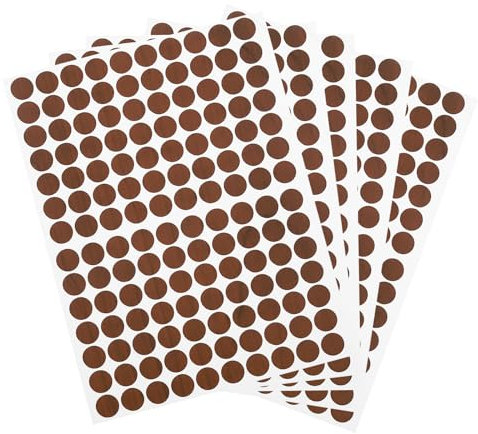 sourcing map 5 Sheets/700Pcs Screw Hole Stickers, 12mm/0.47inch PVC Self-Adhesive Screw Cover Sticker Dustproof Round Screw Covers Caps for Wooden Furniture Cabinet Shelve, Brown