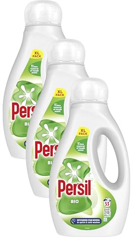 Persil Bio Laundry Washing Liquid Detergent 1st time removal of tough stains outstanding stain removal in quick & cold washes 1.431 L (53 washes) (Pack of 3)