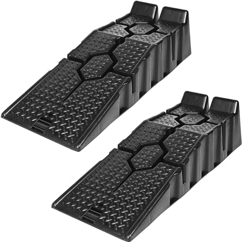 SUBTLETY Lot de 2 rampes de trottoir en plastique antidérapant - Plateforme de levage portable - Rampes de chargement - Charge maximale : 2500 kg - Pour voiture, moto, fauteuil roulant et scooter