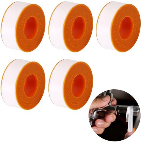 JOYVOX 5-Pack Premium PTFE Plumbers Tape – Waterproof, Non-Sticky, High-Density Teflon Tape for Plumbing, Gas Fitting, and Pipe Sealing