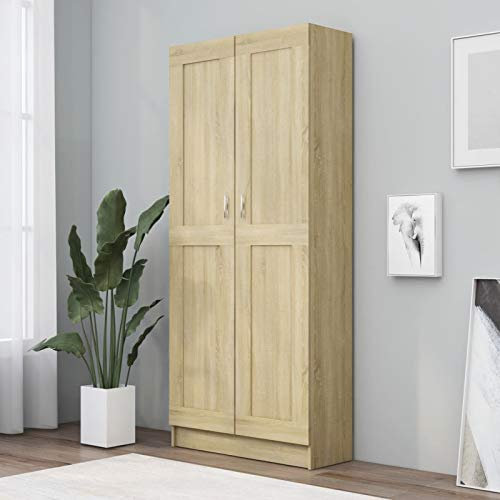 JUDYY Bücherschrank, Standregal, Bücherregal, Aktenregal, Ordnerregal, Büroregal, Regal Für Ordner, Bookshelf, Sonoma-Eiche 82,5x30,5x185,5 cm Spanplatte