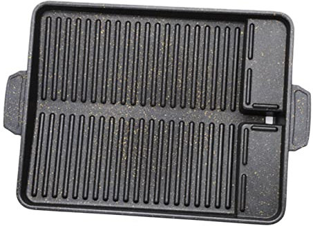 BESPORTBLE Antihaft-grillpfanne Aus Aluminiumlegierung Bbq-grillplatte Mit Ölaustrittsöffnung Bratpfanne Mit Wärmeisoliertem Griff Quadratische Grillpfanne Für Outdoor-grillzubehör