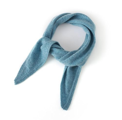 JKUHA Écharpe triangulaire en cachemire, petite écharpe de couleur unie 89cm x 25cm/35x9.8 pouces, décoration chaude tricotée for l'automne et l'hiver(Blue)