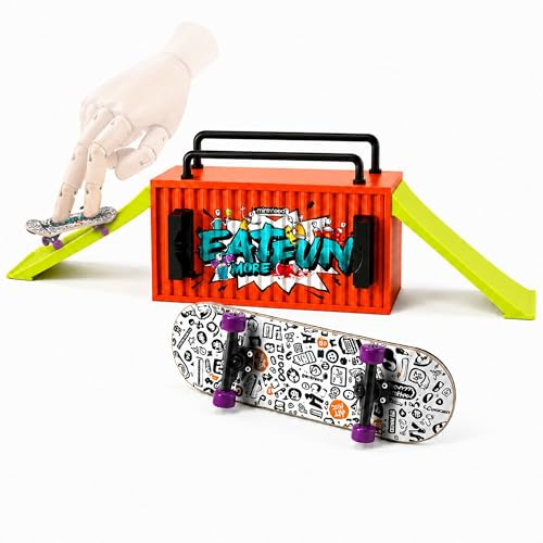 BIGH Fingerboard Container - Rampa per dita in legno d'acero naturale, diteggiatura professionale, pattinaggio per dita, giocattolo da dito, regalo, pattinaggio, bianco