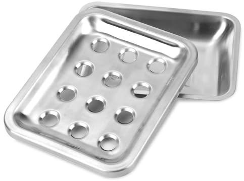 Seifenschale mit Abtropfschale, Große Doppelschichtige Seifenschale aus Edelstahl mit Abtropfschale Langlebige Seifenbox mit Abtropfschale für Küchenspüle Waschbecken Badewanne(Silber)