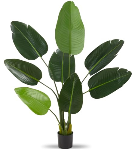 tectake® Paradiesvogelbaum, künstliche Zimmerpflanzen, Kunstblumen wie echt, künstliche Pflanzen, Deko Wohnzimmer, Küche, Badezimmer Deko, Schlafzimmer Deko, Frühlingsdeko, Fake Plant - 120 cm