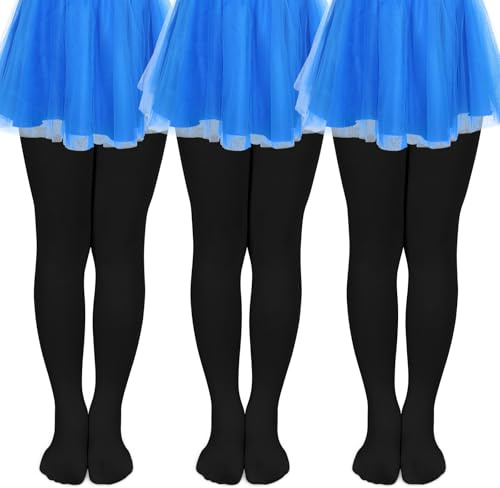 KOOOGEAR 3 paia di collant da balletto per ragazze (taglia 110-165) senza graffi e scivolamento, estremamente resistenti, collant per balletto per bambini, Nero , 8-10 Jahre