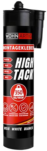 wohnartig® HIGH TACK Montagekleber extra stark 540g (290ml) – Kleber für Wandpaneele, Metallkleber, Kunststoffkleber, Holzkleber | Universallkleber | Baukleber weiß | Innen & Außen