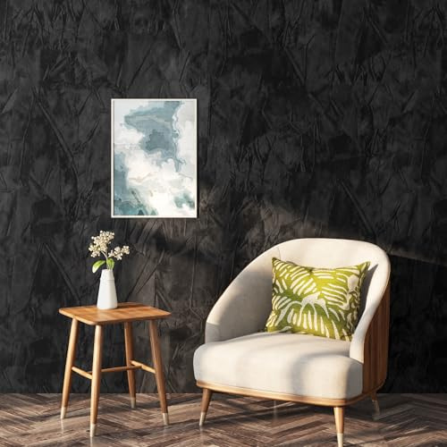 ReWallpaper 60CMx5M Flock Wallpaper Black Velvet Fabric Wall Paper Roll Self Adhesive Wallpaper Bedroom Hallway Velvet Black Vintage Wallpapers Mural Felt Flock Liner for Wardrobes