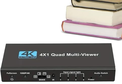 Tuxxjzm Répartiteur d'écran pour ordinateur portable – Système multi-visionneuse – Adaptateur TV 4 en 1 numérique 4 K sans couture pour salle de conférence à domicile, surveillance de sécurité en