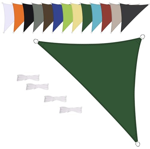 Vela ombreggiante Triangolare 3x4x5m Impermeabile Tenda a Vela Parasole Protezione Solare Anti UV per Giardino Esterno Terrazza-Verde
