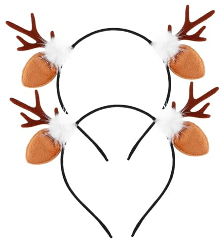 DECORNIJIA 2 Stück Teiliges Hirschgeweih Haarband für Dekoratives Xmas Haarclip Zubehör Flauschiges Geweih Haarreif für Weihnachts und Partydeko Niedliche und Festliche Kopfbedeckung