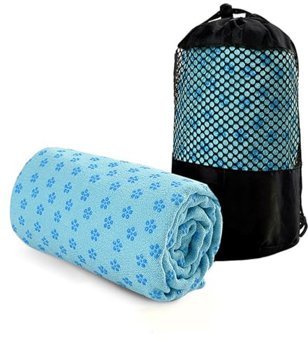 BYYLECL Serviette de yoga antidérapante, 183 x 63 cm, grandes serviettes de sport, séchage rapide, tapis de yoga portable respirant avec sac de transport en maille, 183 x 63 cm
