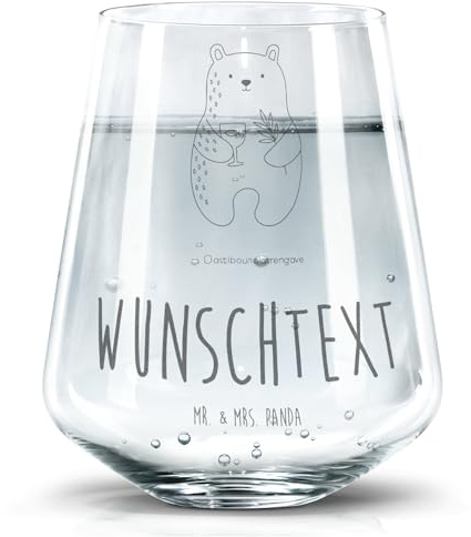 Mr. & Mrs. Panda Glas personalisiert Bär Konfirmation - Personalisierte Geschenke, Teddybär, personalisierter becher, Evangelisch, Mit Gravur, personalisiertes, Wasserglas graviert, Kirche