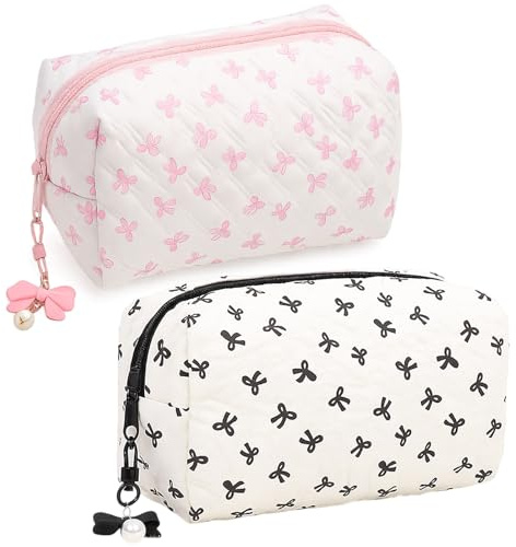 Small Makeup Bag, 2 Pack Compact Cosmetic Pouches, Perfect for Organising Beauty Essentials, Small Make up Bags for Handbag and Travel, Stylish and Functional Makeup Bag