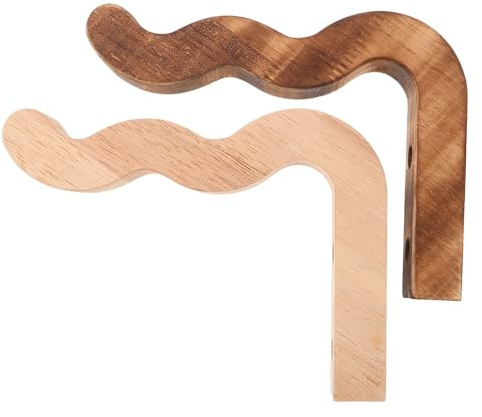 DOITOOL 2er-Set Pflanzenhänger aus Holz – Wellenförmige Wandhaken aus Holz für Blumentöpfe im Innenbereich – Hängende Pflanzenkörbe für Balkonkästen, Windspiele und Vogelfutterhäuschen