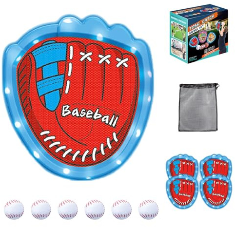 Kasta och Fånga Bollspelset med 6 Klibbiga Bollar och 4 Träningshandskar, Mångsidig Baseballträningsleksak för Campingresor, Utomhuskarnevaler, Familjesammankomster, Födiselsedagskalas Softball - 1