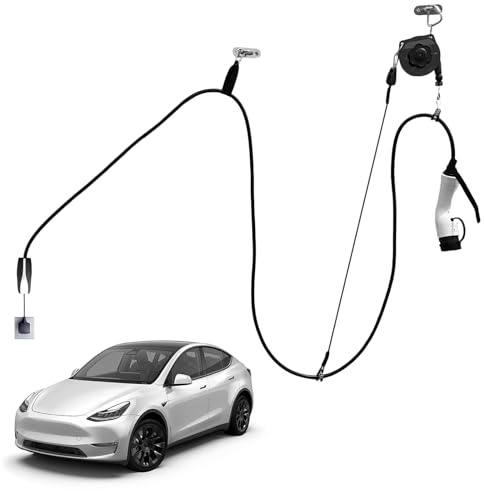WXYDY Automatisk upphängningssystem för elbilsladning – Kabelfri, platssparande laddkabelhållare för garage, carport, montering på taket eller väggen