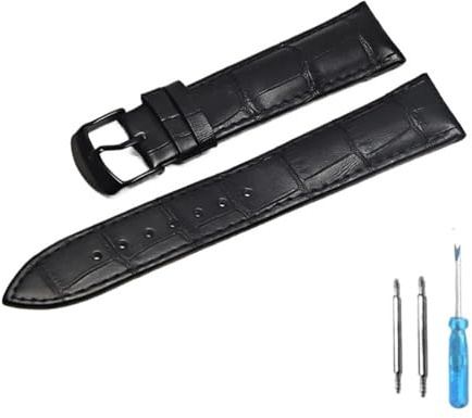 yangfangmei Klockband Läderremmar Klockarmband 12 mm 18 20 22 Klocktillbehör(Black Black,14mm)