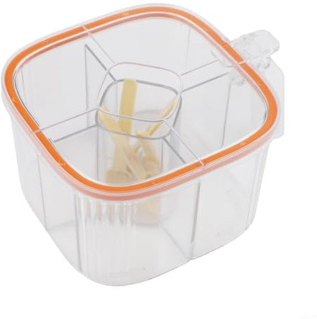 Kryddbehållare set 5 kammare klar – stapelbara förvaringsburkar med tätning för salt spridare peppar 19 x 15 cm
