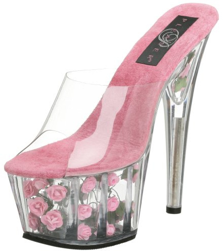 Pleaser Dam ADORE-701FL platå, Transparent transparent Clr H rosa blommor, 37 EU