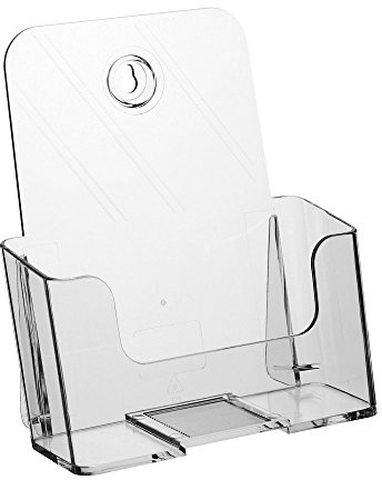 Unbekannt DIN A5 Prospekthalter / Prospektständer / Tischprospektständer / Tischaufsteller mit großer Fülltiefe aus Polystyrol, transparent / klar / farblos