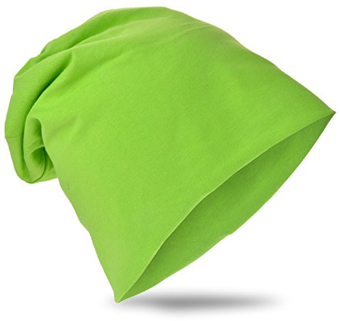 Miobo Cappello a Cuffia Slouch per Bambini, Cotone, Tinta Unita Verde-L