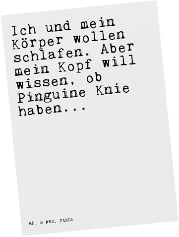 Mr. & Mrs. Panda Postkarte Ich und mein Körper... - Geschenk, Ansichtskarten, schlafen, Sprüche, Spruch, Postkarten, Fotokarte, lustiger, Weisheiten Zitate Lustig Weisheit Worte, Grußkarte