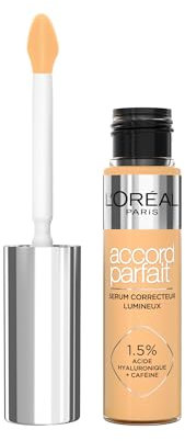 L'Oréal Paris Concealer für ein natürliches Strahlen, Feuchtigkeitsspendend und aufpolsternd, Gesichts Make-Up mit Hyaluronsäure und Koffein, True Match Radiant Serum Concealer 6N, 11 ml