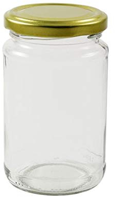 Wares of Knutsford 1lb Jam Jars x 24 Pack with Gold Lids. Preserving Jar for Jam, Honey, Curds