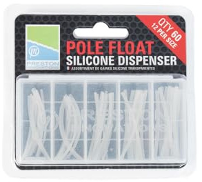 Preston Pole Float Silicone Dispenser | Pole Fishing Float Attachment | 0.5mm Wall Diameter Pre-Cut in 40mm Lengths | Easy to Thread onto Carbon, Wire or Fiberglass Pole Foat Stems | Code SILD