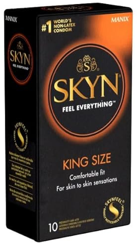 Manix SKYN Large 10 Preservativi Senza Lattice in Poliisoprene da 56 mm di Larghezza Adatti anche per Uomini di Taglia Più Grande – Inodori